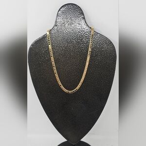 Vintage Monet Gold Plated Flat Box Chain 17" Necklace Signed